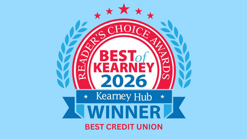 Best of Kearney 2026" and "Kearney Hub Winner, Best Credit Union.